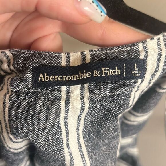 ✨Abercrombie Striped Linen Button Front Sz Large Tank✨ - Picture 6 of 7